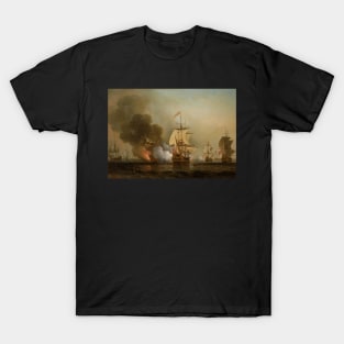 Wager's Action off Cartagena by Samuel Scott T-Shirt